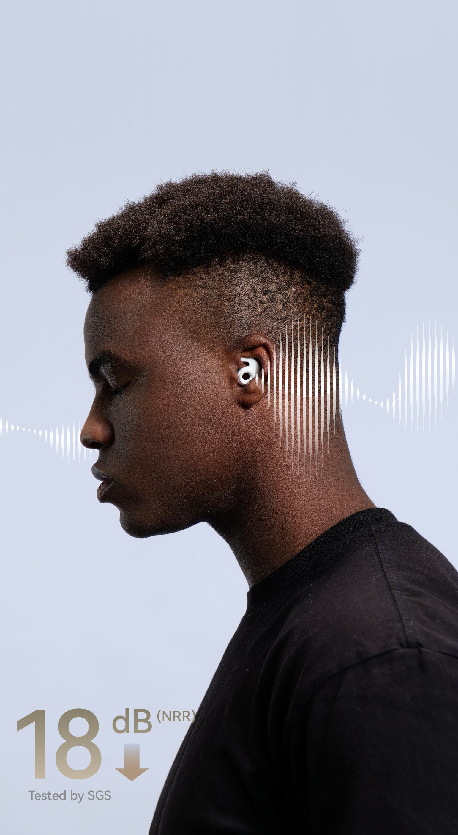 Person wearing welove silicone earplugs