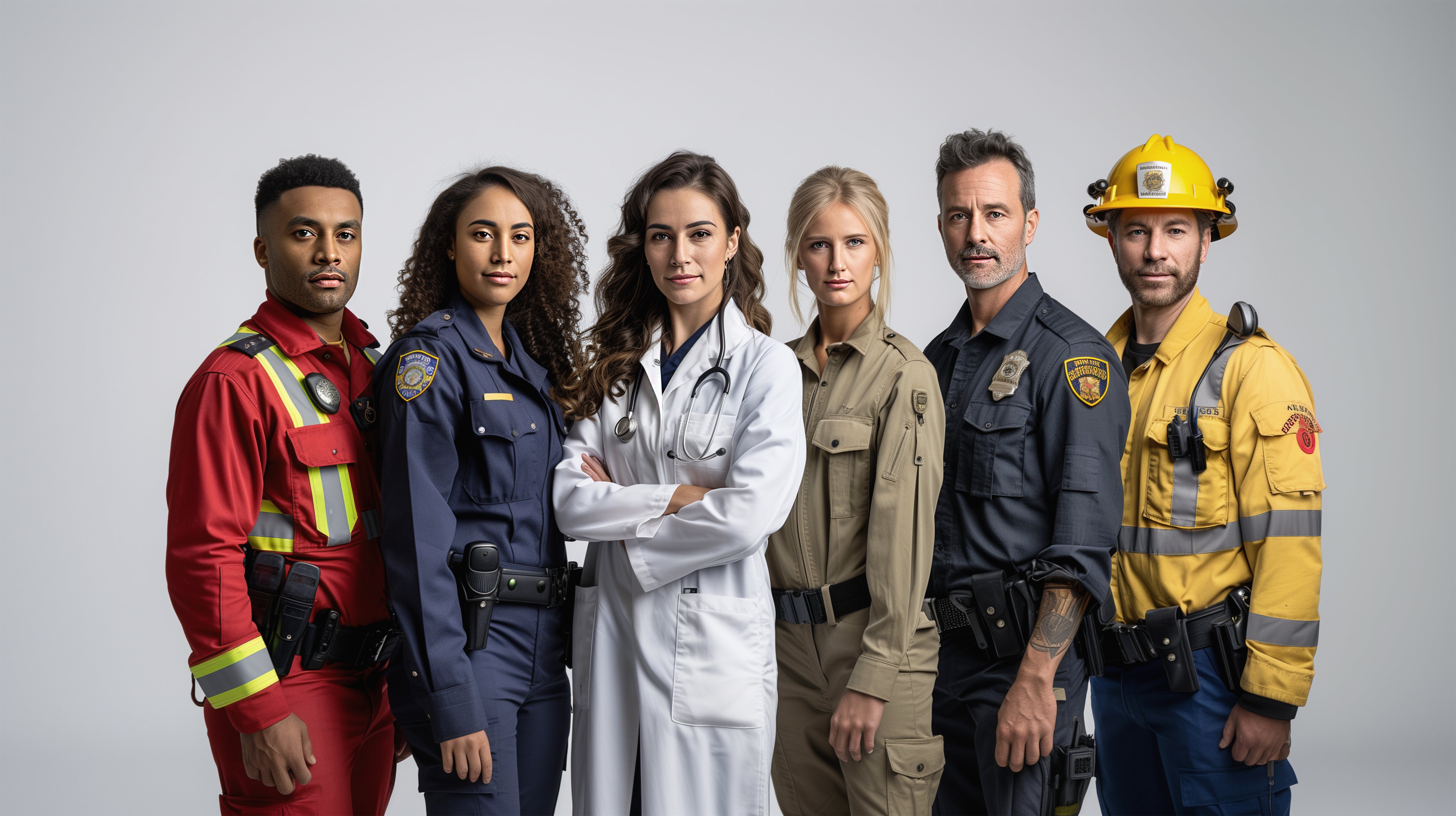 Group of six people in various professional