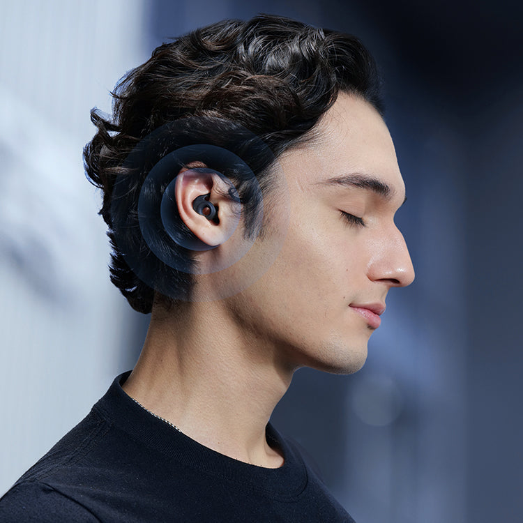 Person wearing a black Earplugs for Sensory Sensitivity