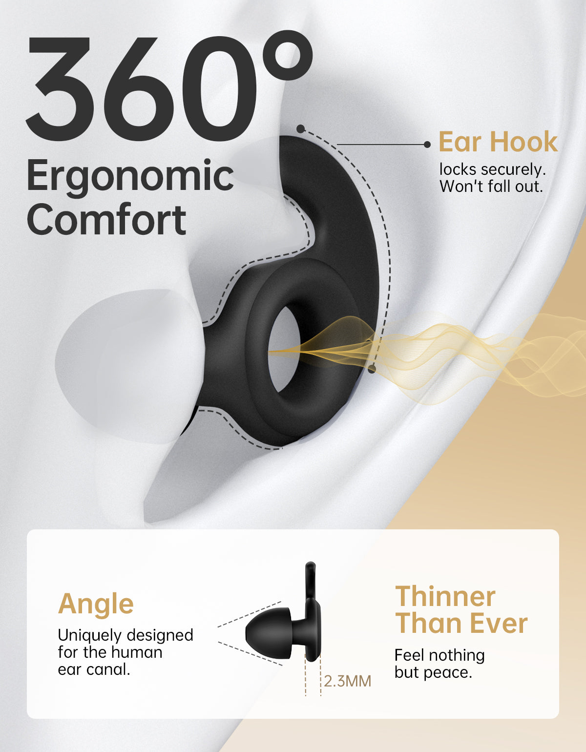 Ergonomic earplugs design silicone noise reduction, thinner than ever