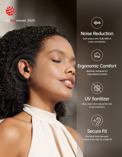 Woman wearing welove silicone earbuds noise reduction